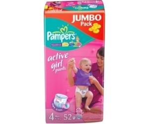  Pampers Active Girl Jumbo Maxi 9-14  52 